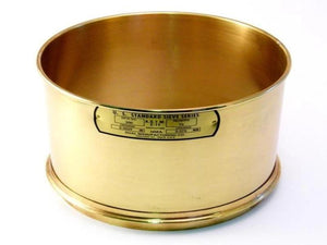 12" x 4" Wet Wash Sieve, #200, Brass with Stainless Steel WITH backup cloth - Rainhart