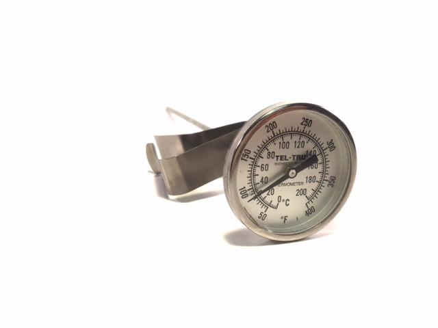 Solid-stem thermometer with stainless steel pocket