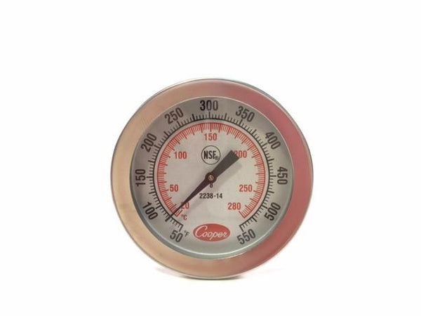 8" Dial Stem Thermometer, 50-550°F / -20 to 280°C (°F &°C) - Rainhart